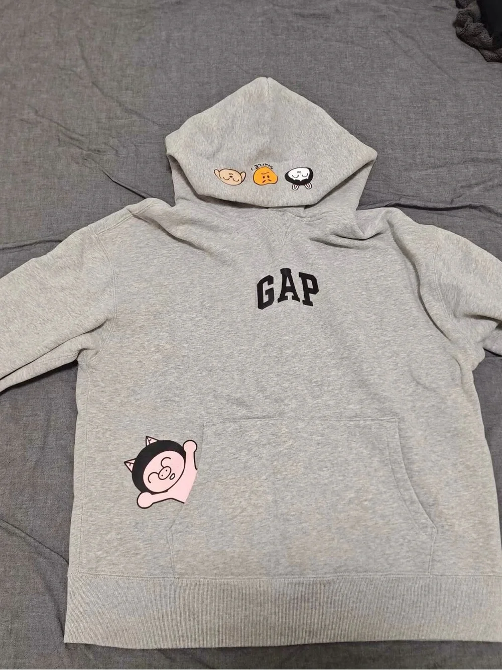 GAP Gray Hoodie with Playful Character Patches